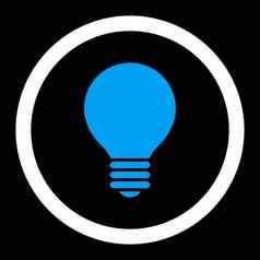 电灯泡平蓝色的白色颜色圆形的光栅图标