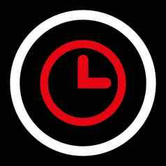 时钟平红色的白色颜色圆形的光栅图标