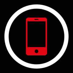 智能手机平红色的白色颜色圆形的光栅图标