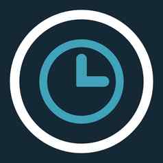 时钟平蓝色的白色颜色圆形的光栅图标