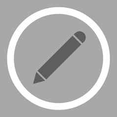 铅笔平黑暗灰色的白色颜色圆形的光栅图标