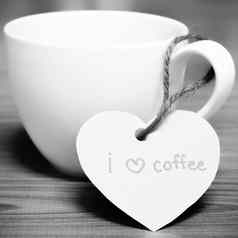 咖啡杯心标签写爱咖啡词黑色的whi