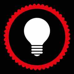电灯泡平红色的白色颜色轮邮票图标