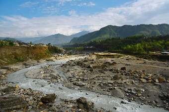 视图河石灰石博卡拉尼泊尔
