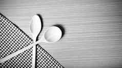 木勺子厨房毛巾黑色的白色颜色语气风格