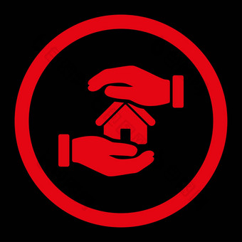 物业保险平红色的颜色圆形的字形图标