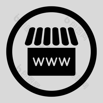 网上商店平黑色的颜色圆形的字形图标