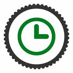 时钟平绿色灰色的颜色轮邮票图标