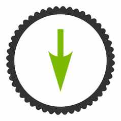 锋利的箭头平生态绿色灰色的颜色轮邮票图标
