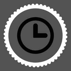 时钟平黑色的白色颜色轮邮票图标