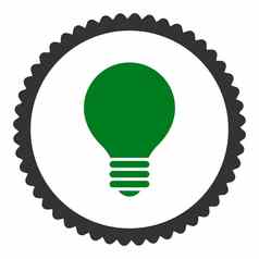 电灯泡平绿色灰色的颜色轮邮票图标