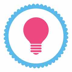 电灯泡平粉红色的蓝色的颜色轮邮票图标