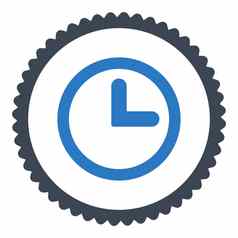 时钟平光滑的蓝色的颜色轮邮票图标