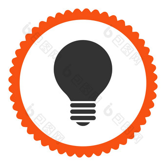 电灯泡平橙色灰色的颜色轮邮票图标