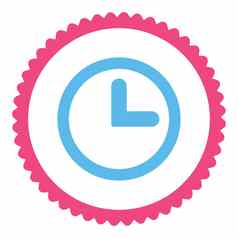 时钟平粉红色的蓝色的颜色轮邮票图标