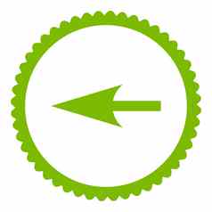 锋利的左箭头平生态绿色颜色轮邮票图标