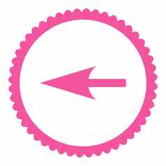 锋利的左箭头平粉红色的颜色轮邮票图标