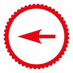 锋利的左箭头平红色的颜色轮邮票图标