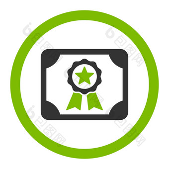 证书平生态绿色灰色的颜色圆形的字形图标
