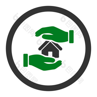 物业保险平绿色灰色的颜色圆形的字形图标