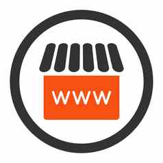 网上商店平橙色灰色的颜色圆形的字形图标