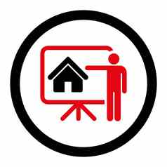 房地产经纪人平密集的红色的黑色的颜色圆形的字形图标