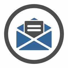 开放邮件平钴灰色的颜色圆形的字形图标