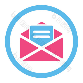 开放邮件平粉红色的蓝色的颜色圆形的字形图标