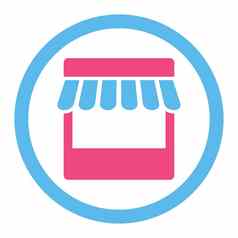 商店平粉红色的蓝色的颜色圆形的字形图标