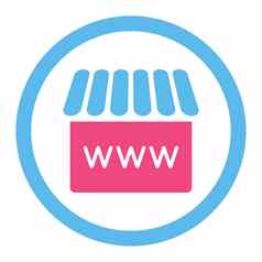 网上商店平粉红色的蓝色的颜色圆形的字形图标