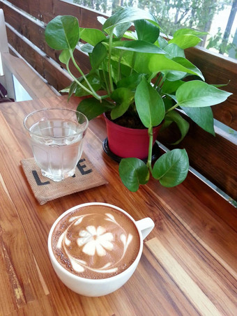 放松杯咖啡可爱的花Caffe拿铁艺术
