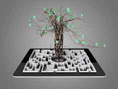 社会媒体图标集树形状迷宫平板电脑