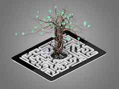 社会媒体图标集树形状迷宫平板电脑