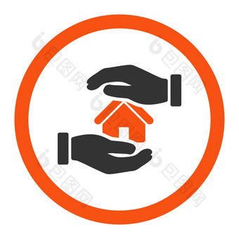 物业保险平橙色灰色的颜色圆形的字形图标