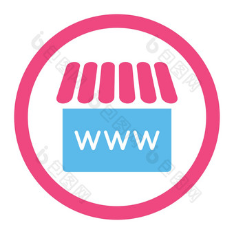 网上商店平粉红色的蓝色的颜色圆形的字形图标