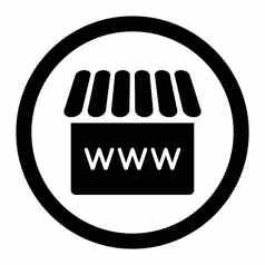 网上商店平黑色的颜色圆形的字形图标
