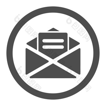 开放邮件平灰色的颜色圆形的字形图标