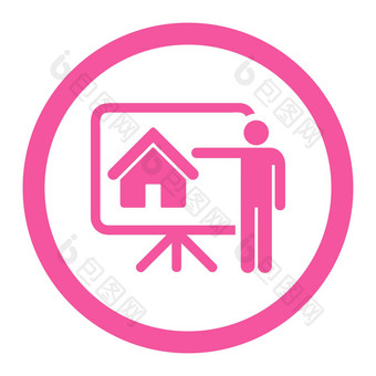 房地产经纪人平粉红色的颜色圆形的字形图标