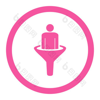 销售漏斗平粉红色的颜色圆形的字形图标