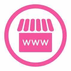 网上商店平粉红色的颜色圆形的字形图标