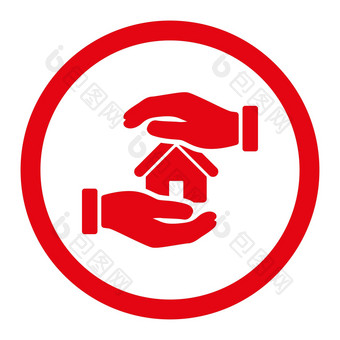 物业保险平红色的颜色圆形的字形图标