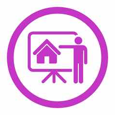 房地产经纪人平紫罗兰色的颜色圆形的字形图标