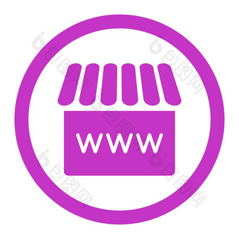 网上商店平紫罗兰色的颜色圆形的字形图标