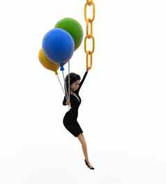 女人挂链持有气球概念