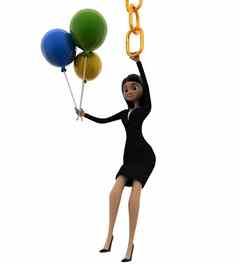 女人挂链持有气球概念