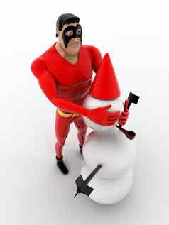 超级英雄使雪男人。雪概念