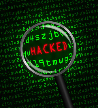 红色的词黑客攻击揭示了电脑代码物镜