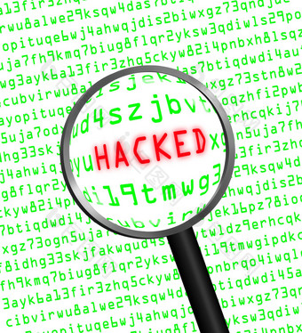 红色的词黑客攻击揭示了绿色电脑代码马格恩