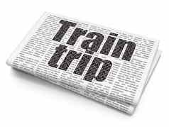 旅行概念火车旅行报纸背景