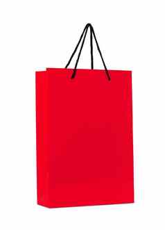 红色的购物袋孤立的
